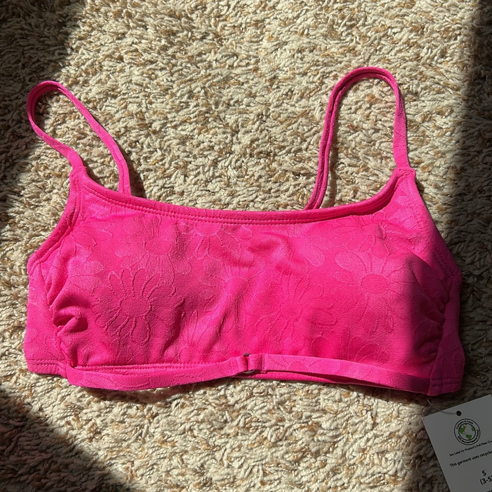 Hot Pink Floral Bikini Swim Top Small